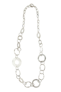 Freeform Silver and Resin Long Link Necklace, Silver | Ming Wang