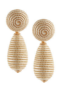 Gold Bead Swirl Drop Earrings, Gold | Ming Wang