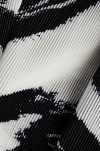 A-Line Midi Skirt - Fine Pleat Crepe de Chine, Black/White | Ming Wang