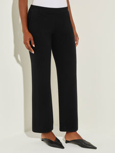 Cashmere Wide Leg Pant, Black, Black | Misook Premium Details