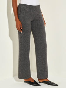 Cashmere Wide Leg Pant, Charcoal | Misook Premium Details