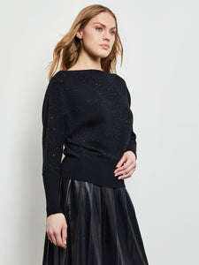 Dolman Sequin Cashmere Sweater, Black, Black | Misook