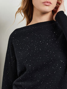 Dolman Sequin Cashmere Sweater, Black, Black | Misook Premium Details