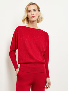 Dolman Sequin Cashmere Sweater, Red, Red | Misook