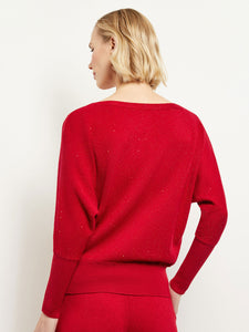 Dolman Sequin Cashmere Sweater, Red, Red | Misook