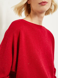 Dolman Sequin Cashmere Sweater, Red, Red | Misook Premium Details