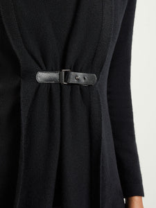 Buckle Detail Shawl Collar Cashmere Cardigan, Black | Misook Premium Details