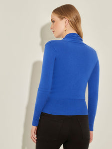 Faux Wrap Cashmere Sweater, Cobalt, Cobalt | Meison Studio Presents Misook