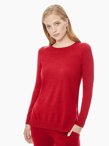 Bateau Neck Relaxed Cashmere Tunic, Red, Red | Misook