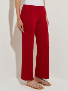 Cashmere Wide Leg Pant, Red, Red | Misook Premium Details