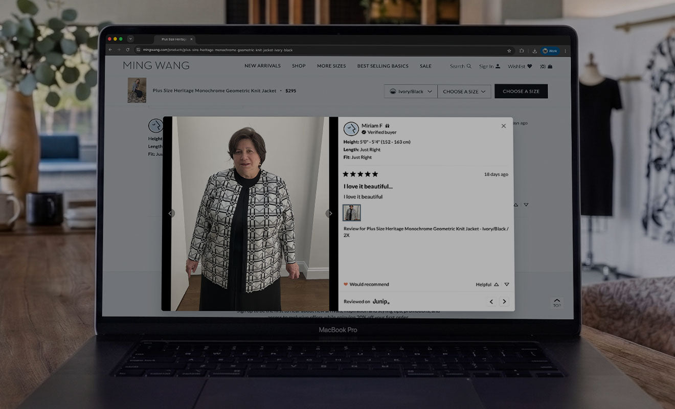A customer review and post-purchase email on screen — the relationship after the sale